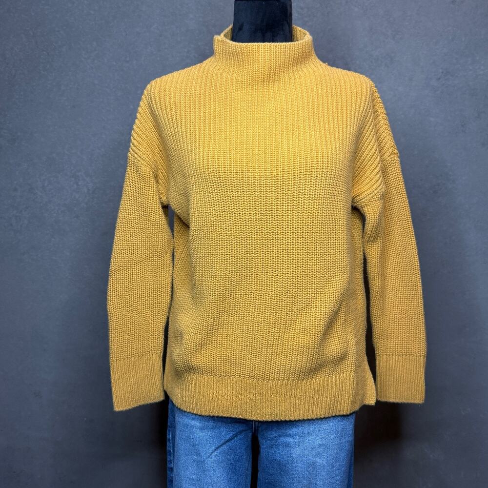 Max Studio Chunky Knit Turtleneck Sweater Mustard Yellow Womens S